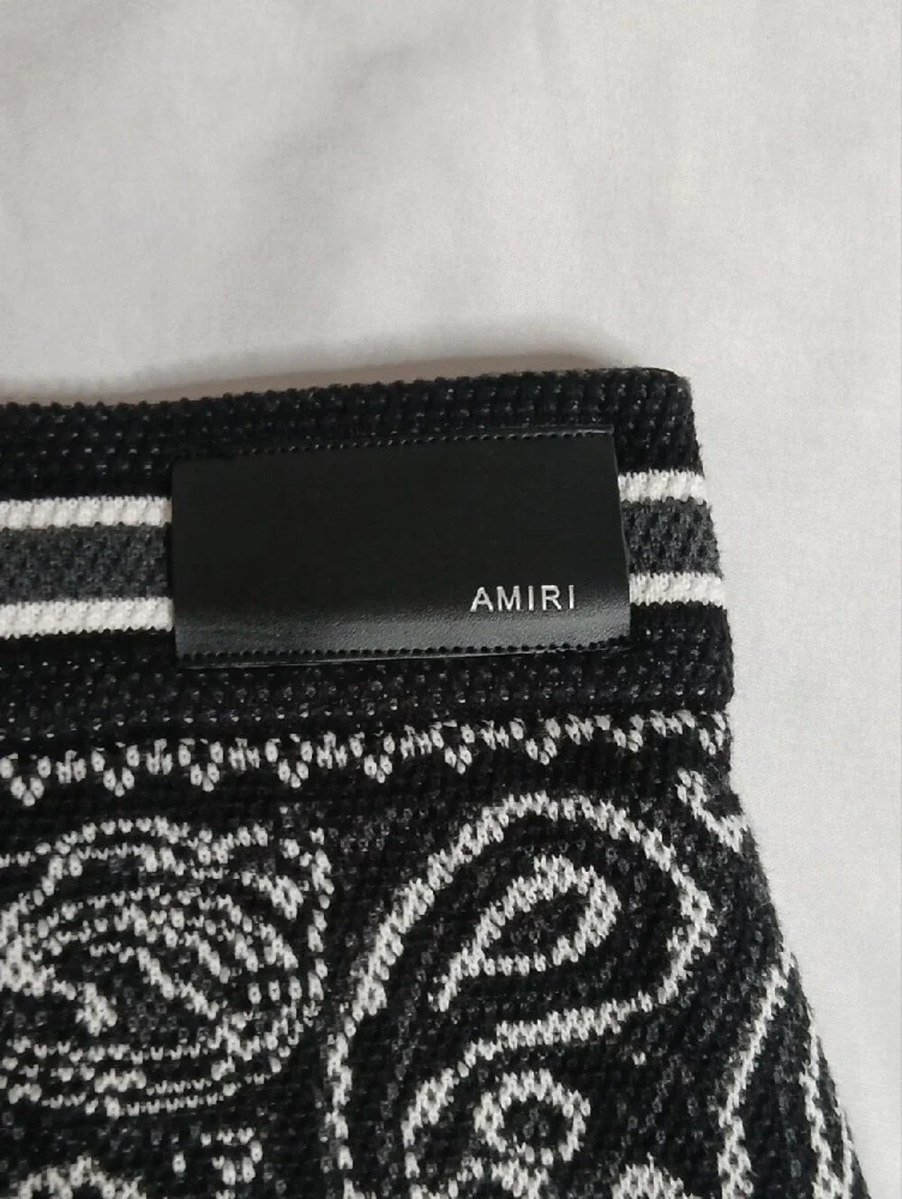 AMIRI Black and White Bandana Print Athletic Shorts